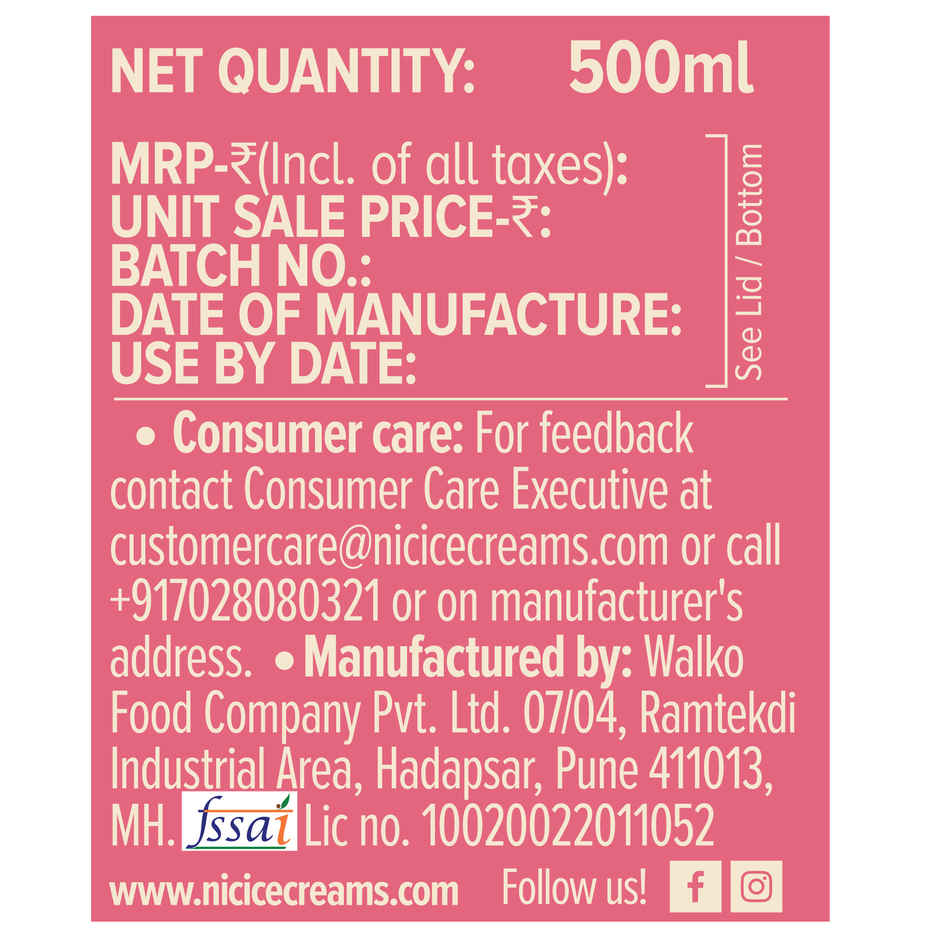 NIC Strawberry Ice Cream Tub | Preservative Free | No Artificial Flavors