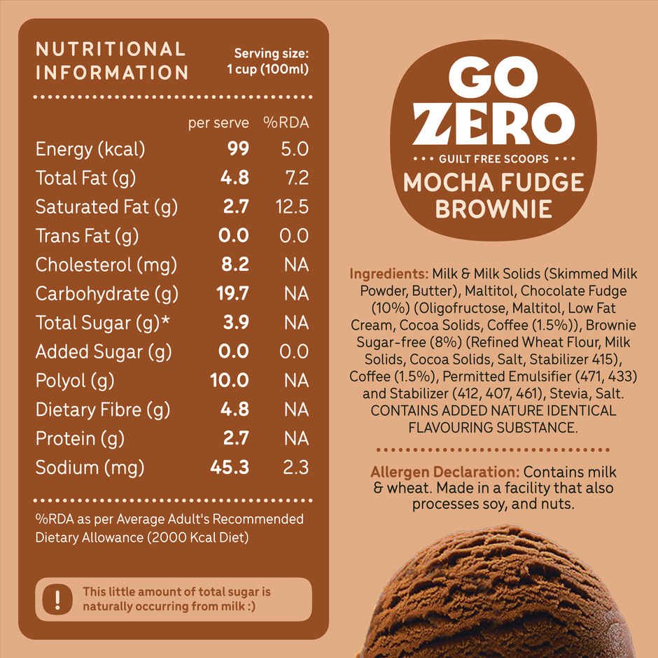 Go Zero Mocha Fudge Brownie Guilt Free Ice Cream Cup