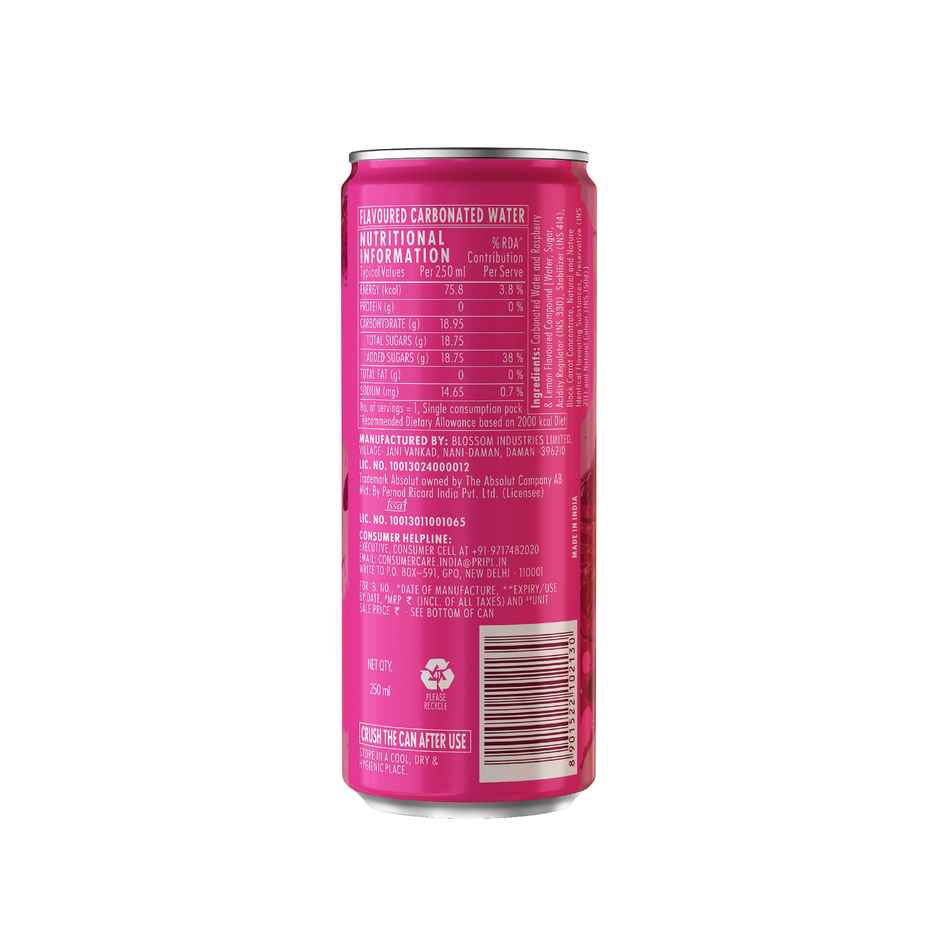 Absolut Mixers Sparkling Raspberry & Lemon Flavoured