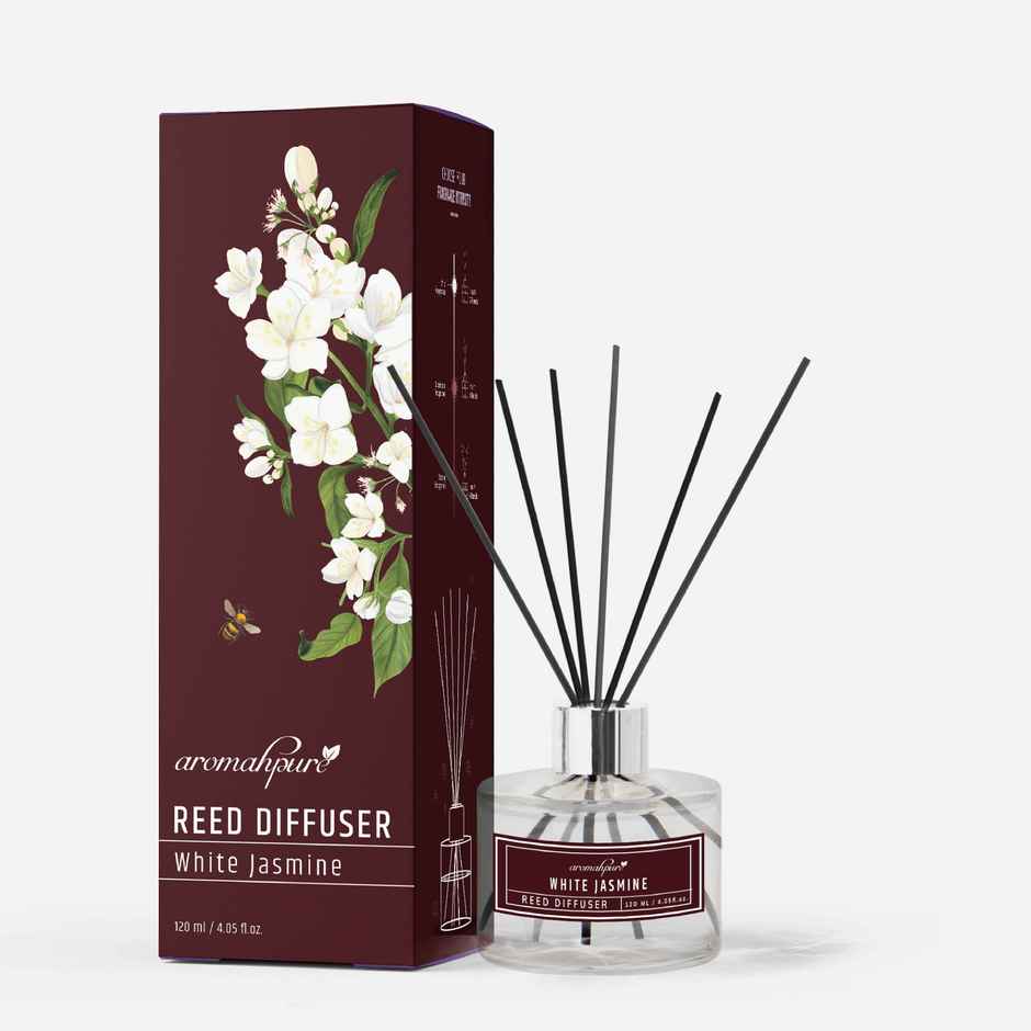Aromahpure Premium Reed Diffuser - Jasmine, With 6 Fiber Reed Sticks