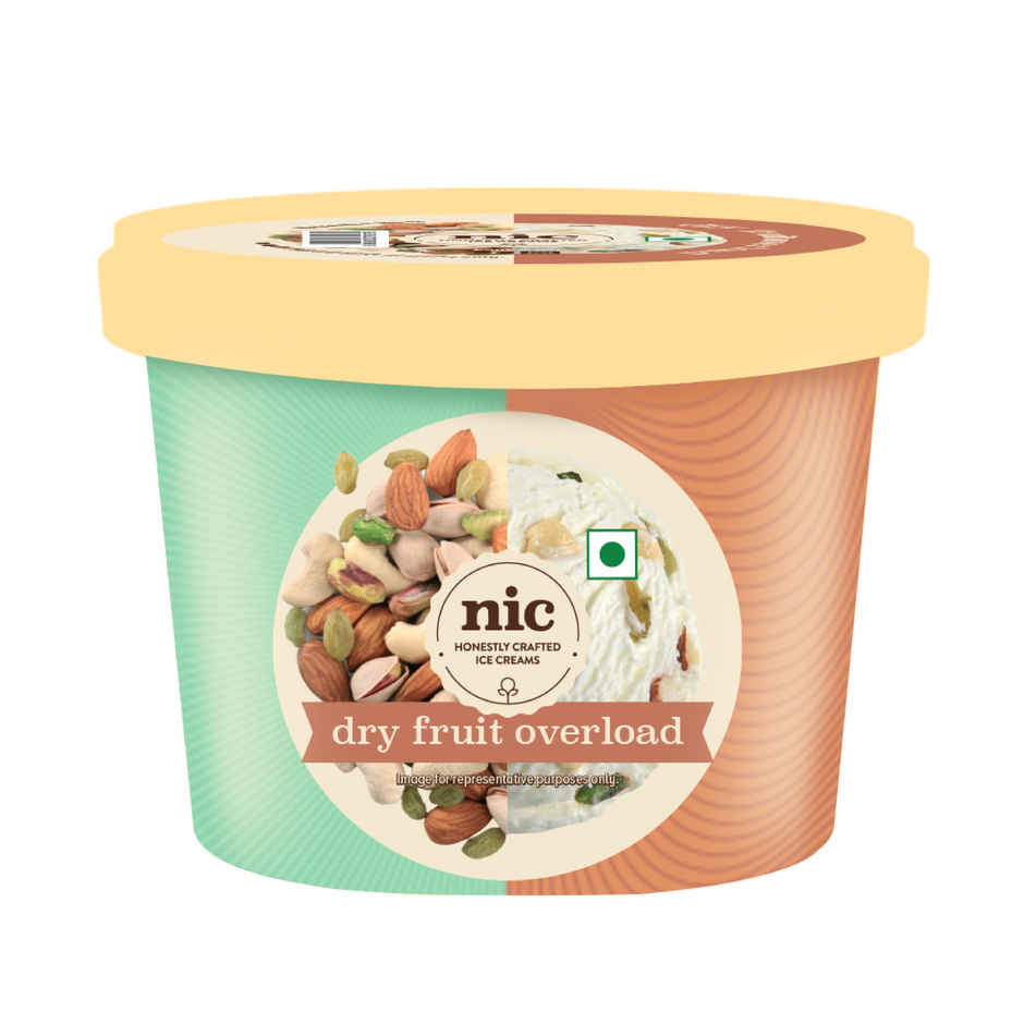 NIC Dry Fruit Overload Ice Cream Cup | Preservative Free | No Artificial Flavors