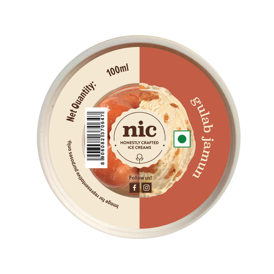 NIC Gulab Jamun Ice Cream Cup | Preservative Free | No Artificial Flavors