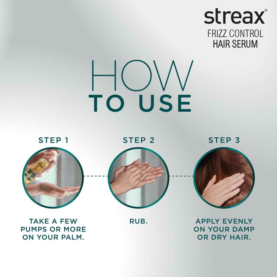 Streax Frizz-Control Hair Serum with Bio Elixir - 72H Frizz Protection, 84% Frizz Reduction