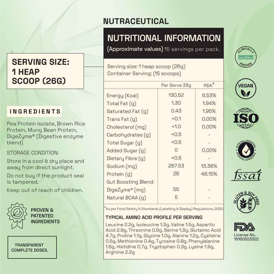 Ace Blend Triple Plant Protein Complex (Unflavoured)