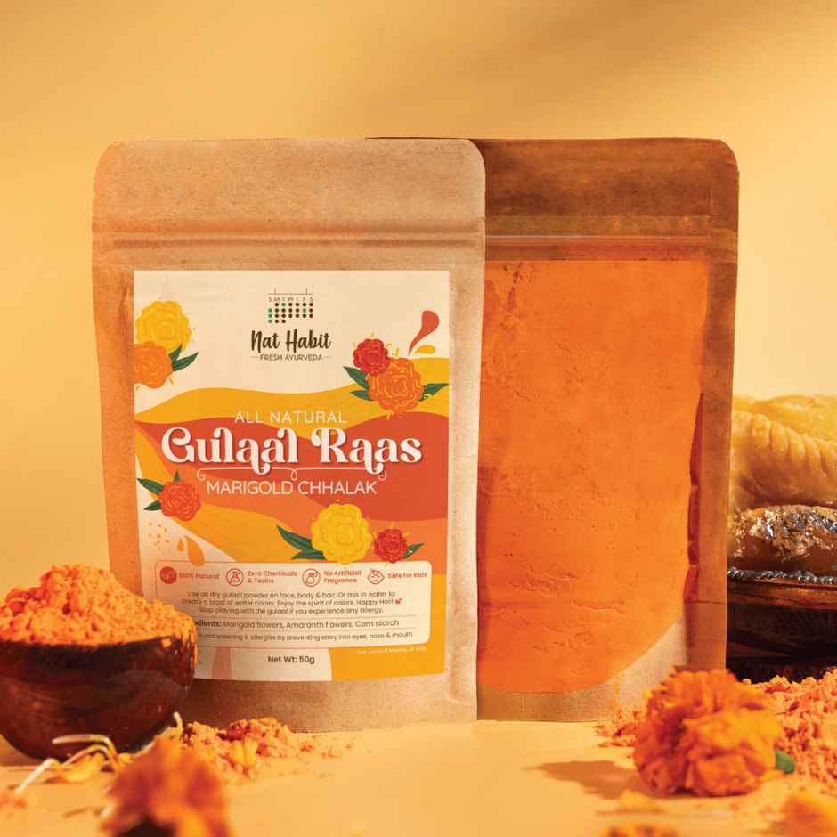 Nat Habit Natural Organic Holi Color Gulal Orange - Marigold Chhalak