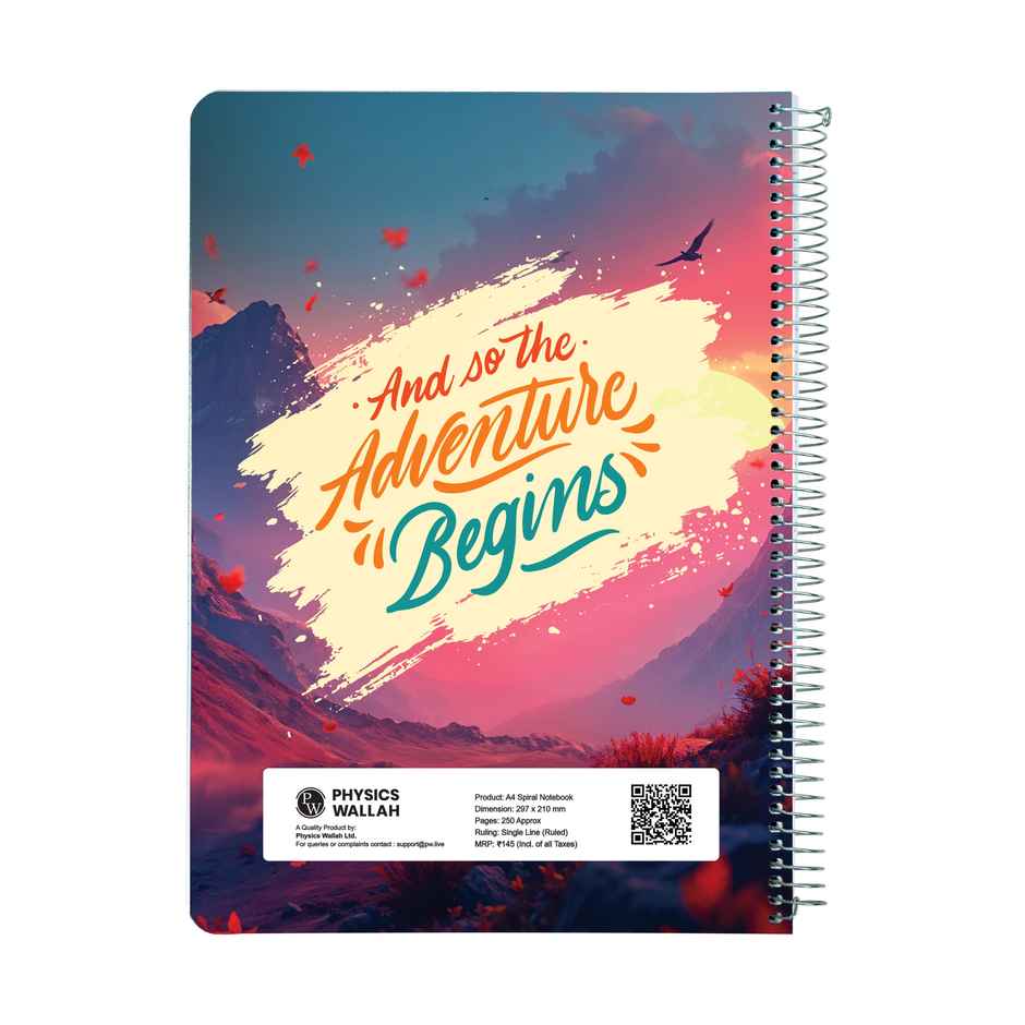 Physics Wallah PW 5-Subject Spiral Notebook Single | Multi-Sectioned 3 design