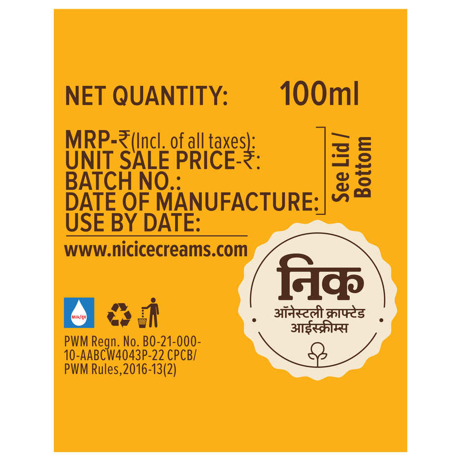 NIC Alphonso Mango Ice Cream Tub | Preservative Free | No Artificial Flavors