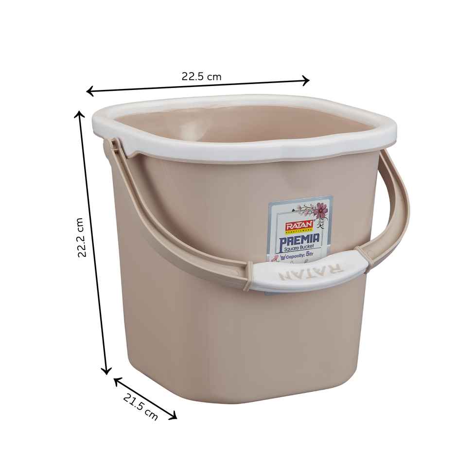 Ratan Plasticware Premia Bucket (5L X 1) - Desert Rose|Light Weight And Easy To Carry