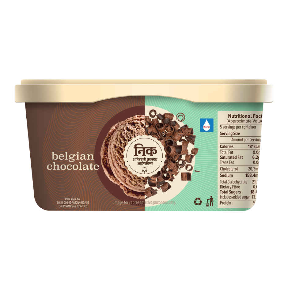 NIC Belgian Chocolate Ice Cream Tub | Preservative Free | No Artificial Flavors