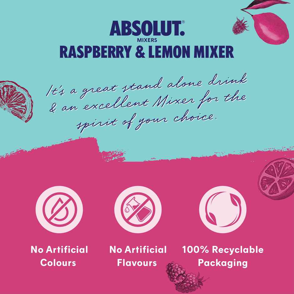 Absolut Mixers Sparkling Raspberry & Lemon Flavoured