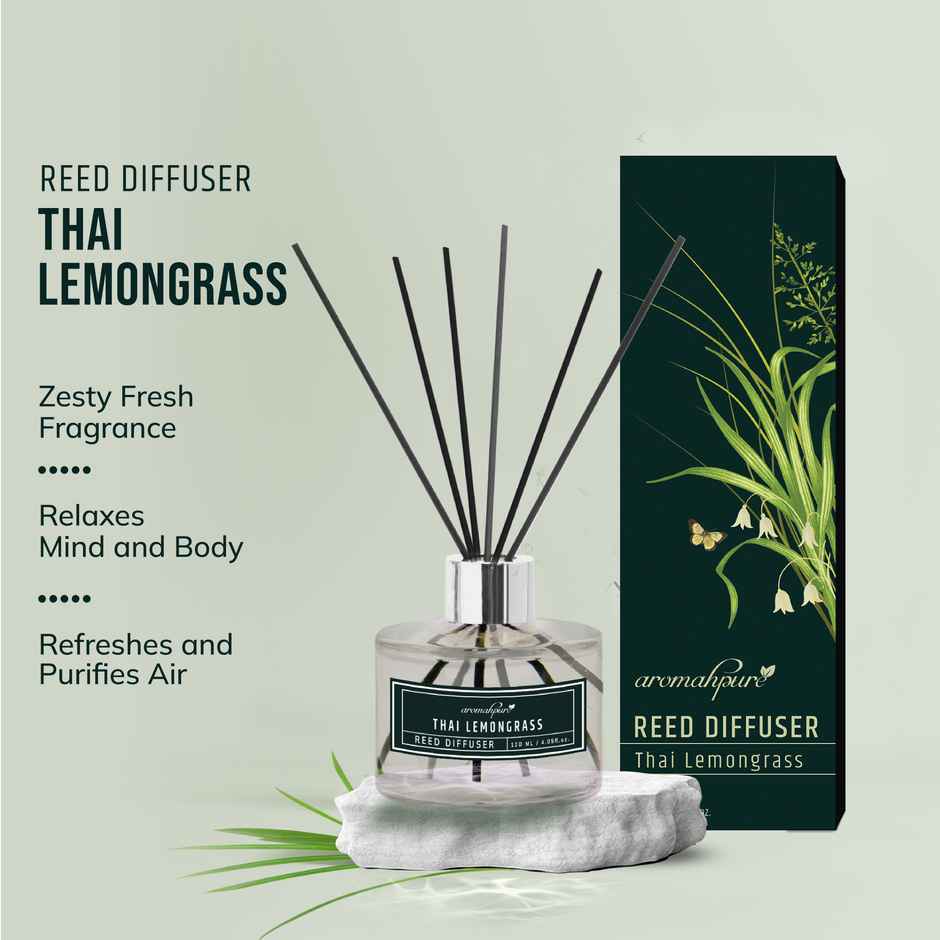 Aromahpure Premium Reed Diffuser - Lemongrass, With 6 Fiber Reed Stick