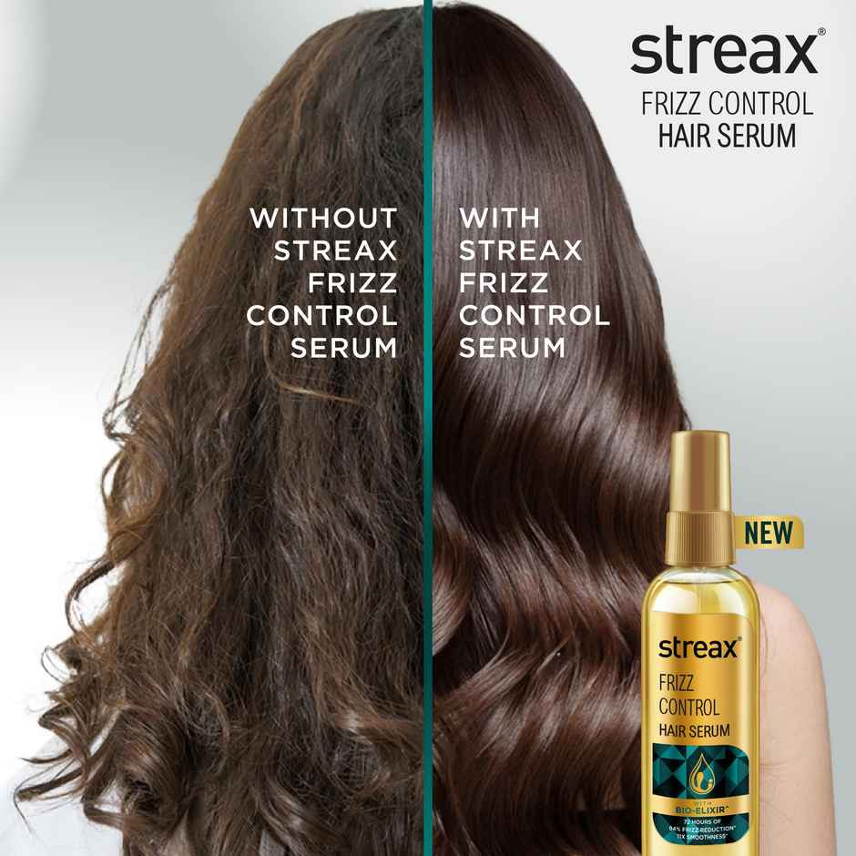 Streax Frizz-Control Hair Serum with Bio Elixir - 72H Frizz Protection, 84% Frizz Reduction