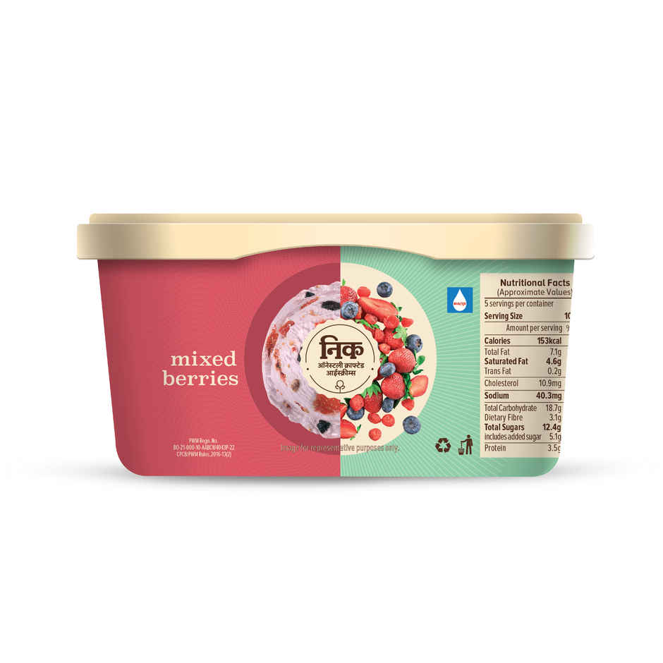 NIC Mixed Berries Ice Cream Tub | Preservative Free | No Artificial Flavors
