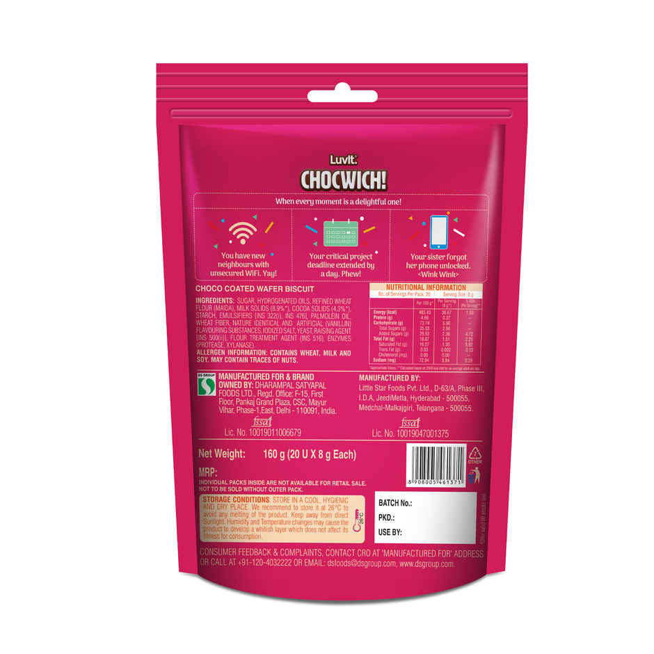 Luvit Chocwich Home Delights Chocolate Wafer Biscuits