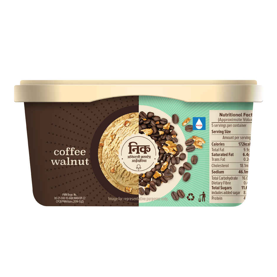 NIC Coffee Walnut Ice Cream Tub | Preservative Free | No Artificial Flavors