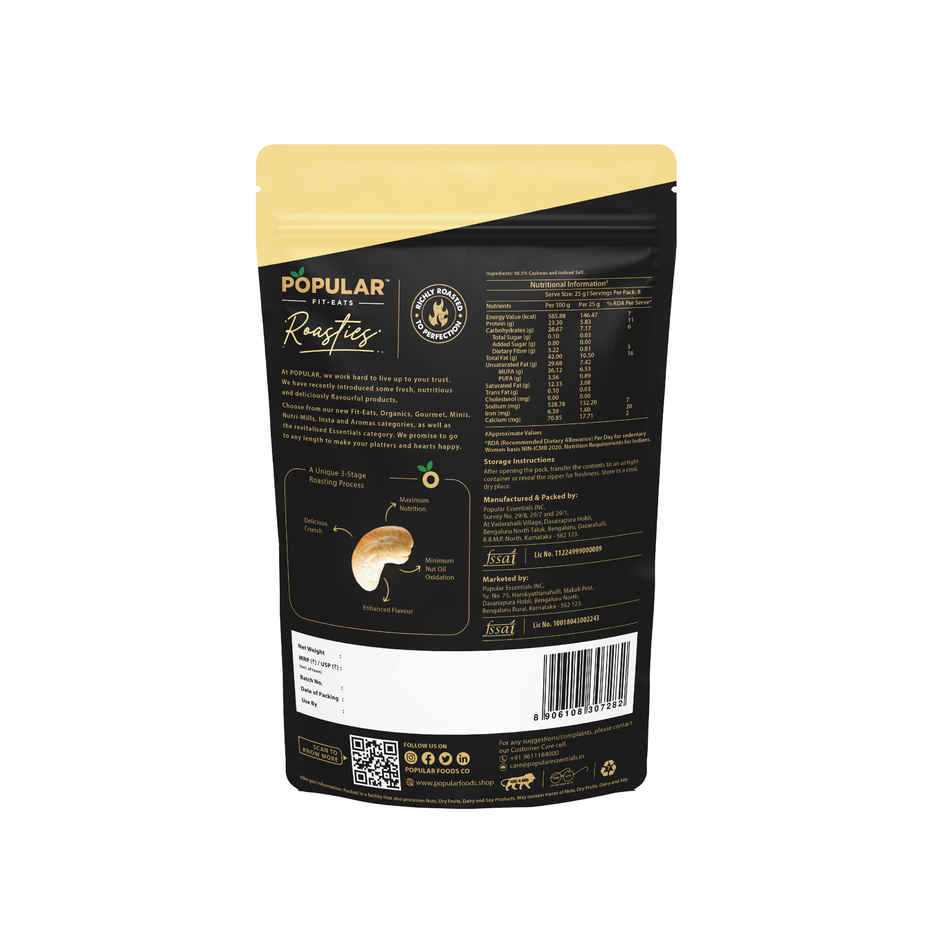 Popular Roasties Dry Roasted Cashew | Classic Salted