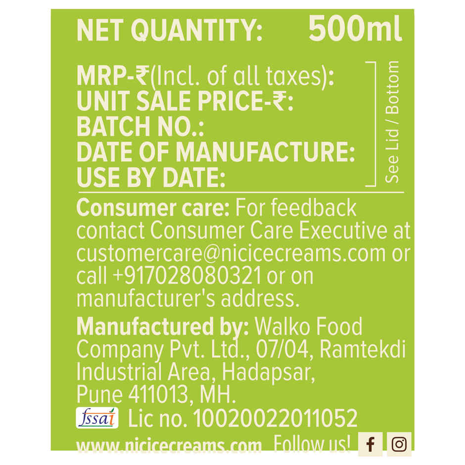 NIC Tender Coconut Ice Cream | Preservative Free | No Artificial Flavors
