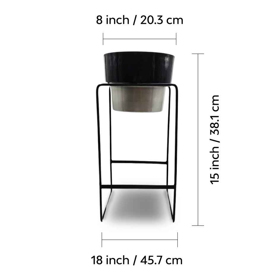 10club Dual Tone Metal Planter With Stand- Grey Black