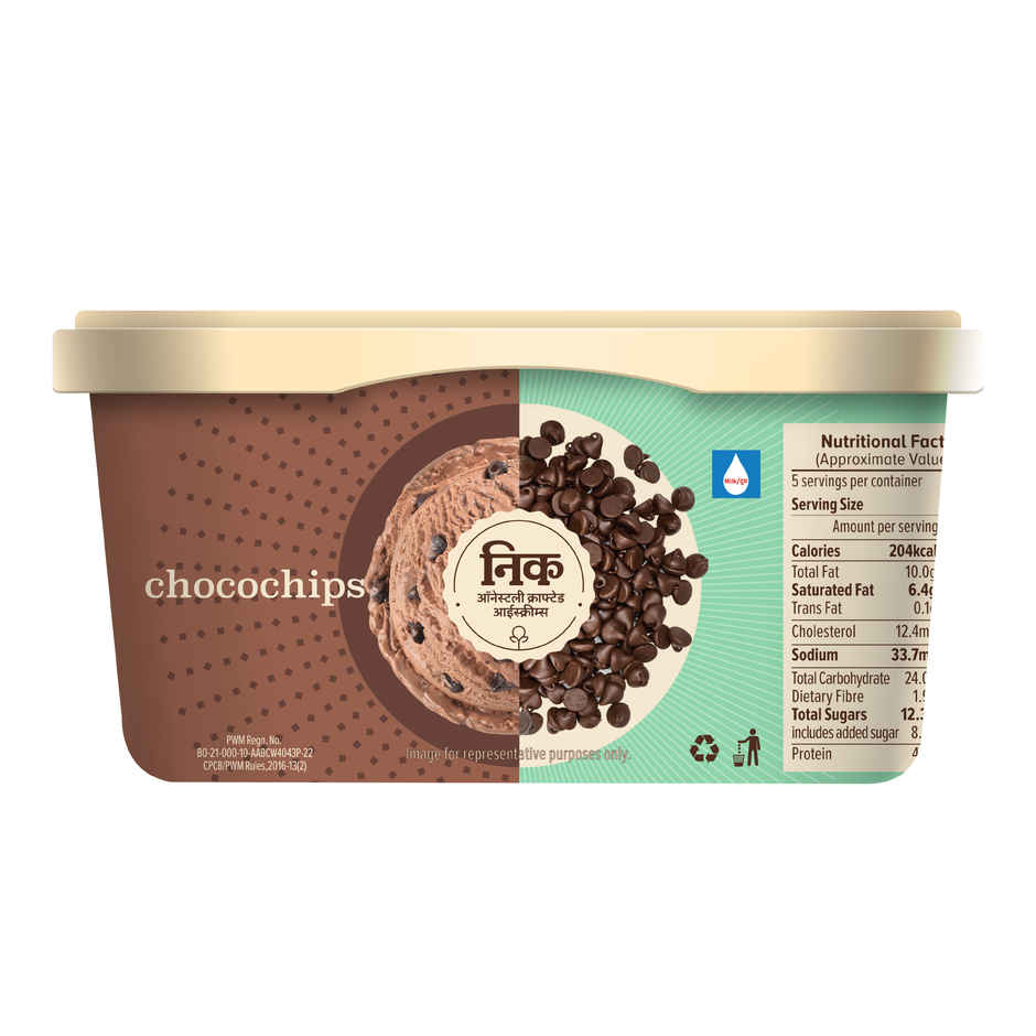 NIC Chocochips Ice Cream Tub | Preservative Free | No Artificial Flavors