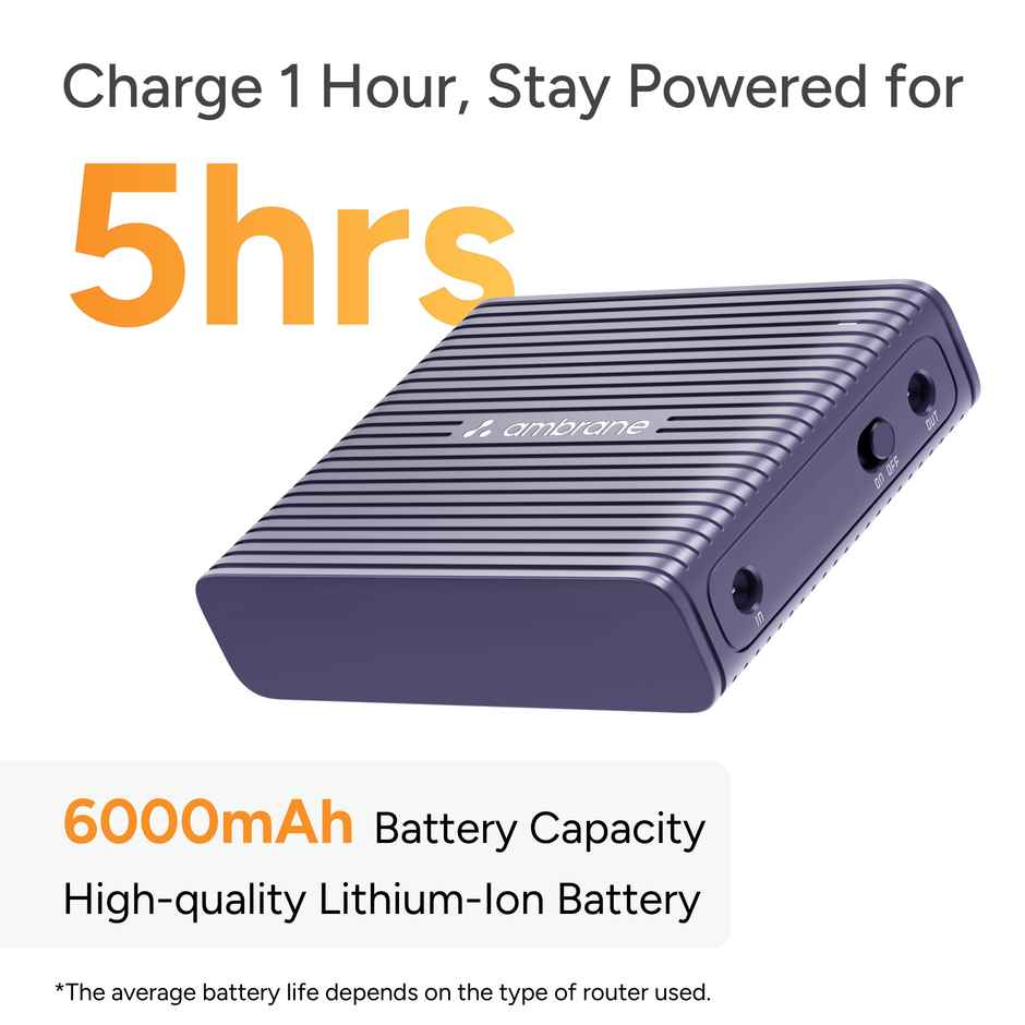 Ambrane Mini UPS for 12V WiFi Router Broadband Modem | Cubervolt | Purple