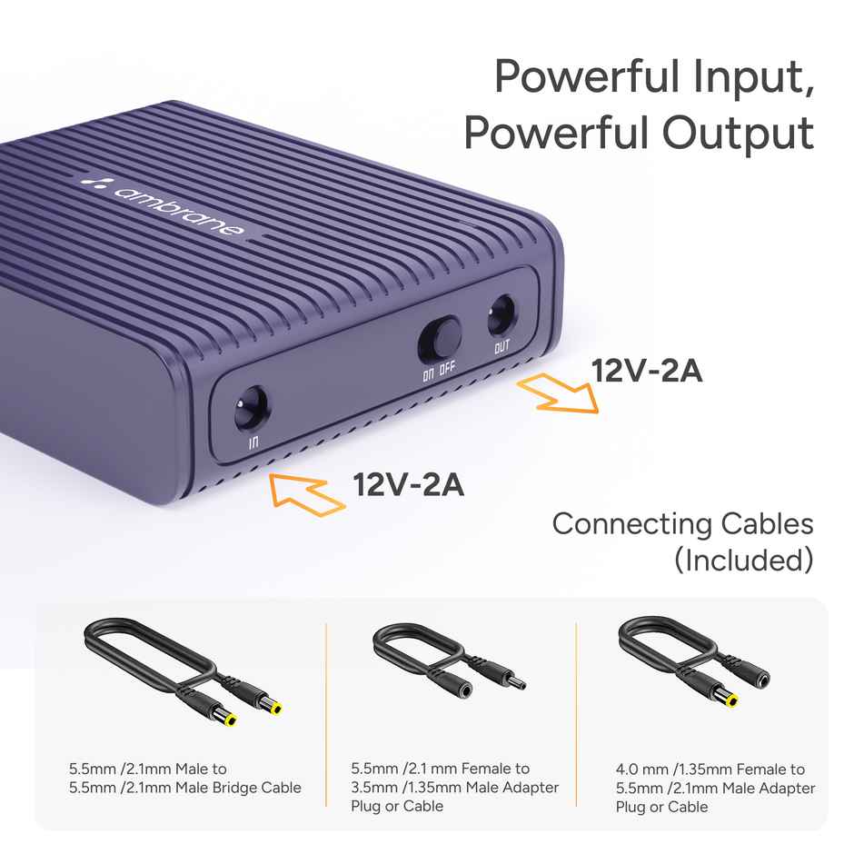 Ambrane Mini UPS for 12V WiFi Router Broadband Modem | Cubervolt | Purple
