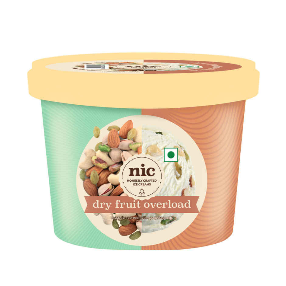 NIC Dry Fruit Overload Ice Cream Cup | Preservative Free | No Artificial Flavors