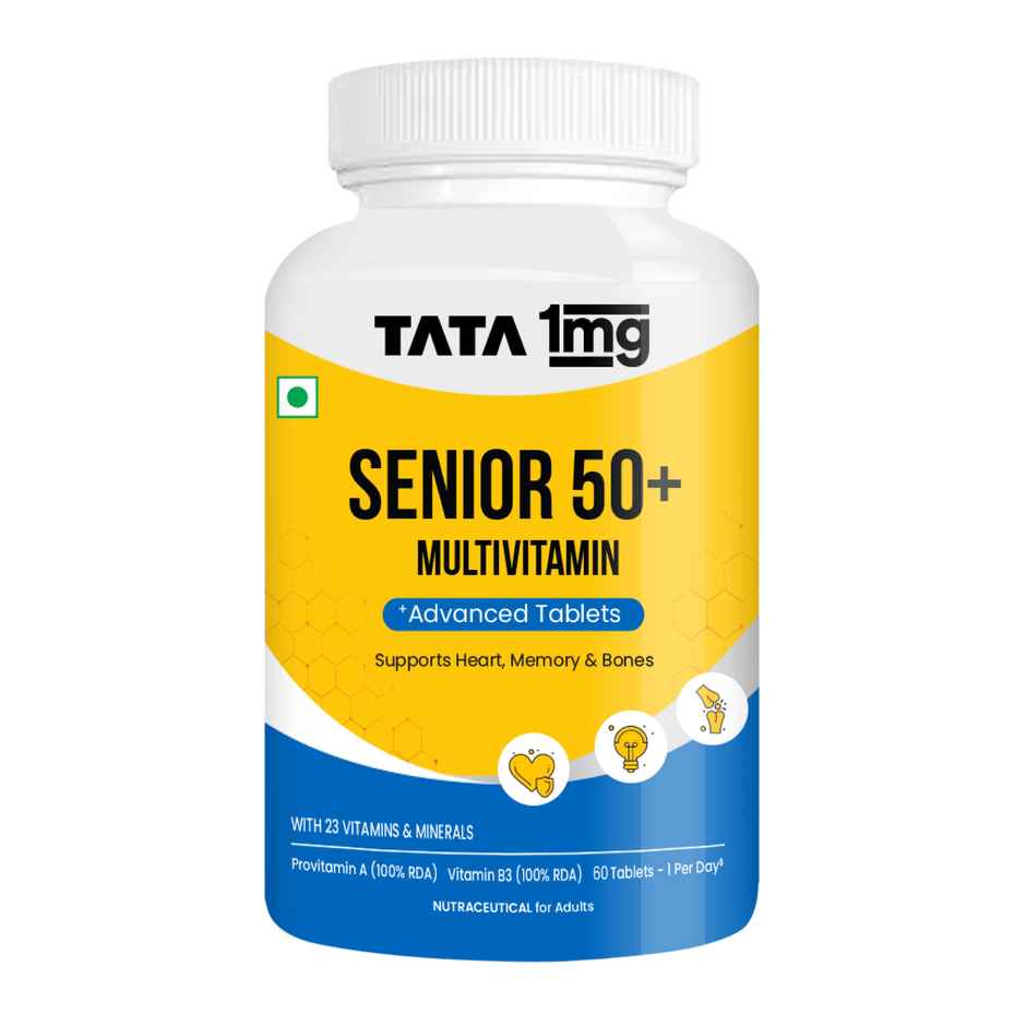Tata 1mg Senior 50+ Multivitamin Multimineral VEG Tablet With Calcium Pack Of 60