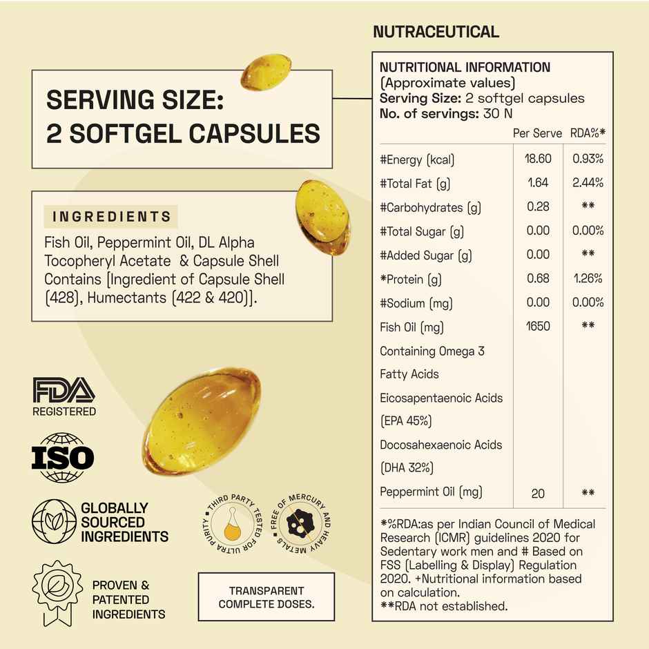 Ace Blend Outshine Omega 3 Fish Oil Capsules | 4x Strength | 743mg EPA 528mg DHA