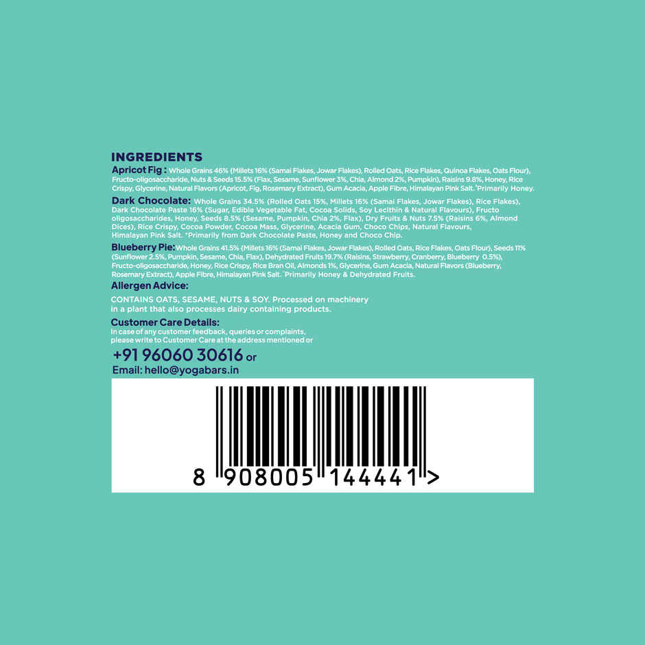 Yoga Bar Breakfast Protein Bar Variety Pack, Berries, Millets and Seeds, High Fibre Granola Bar