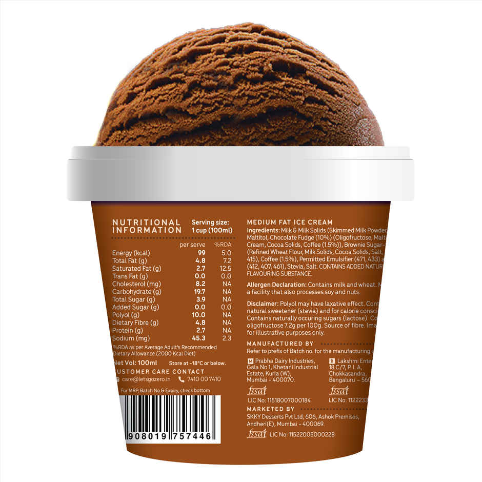 Go Zero Mocha Fudge Brownie Guilt Free Ice Cream Cup