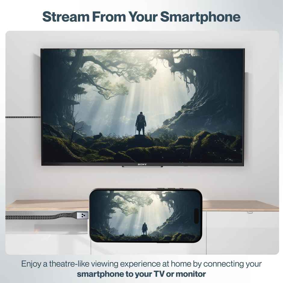 Ambrane ACHDMI-15 1.5M Type C to Hdmi Cable Supports Arc & Cec Extension, 4K Resolution Compatible with Type C Smartphones, iPhone 15/Pro, MacBook, Ipad Pro, Tablets, Laptops & Projectors - Black