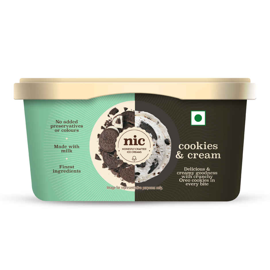 NIC Cookies N Cream Ice Cream Tub | Preservative Free | No Artificial Flavors