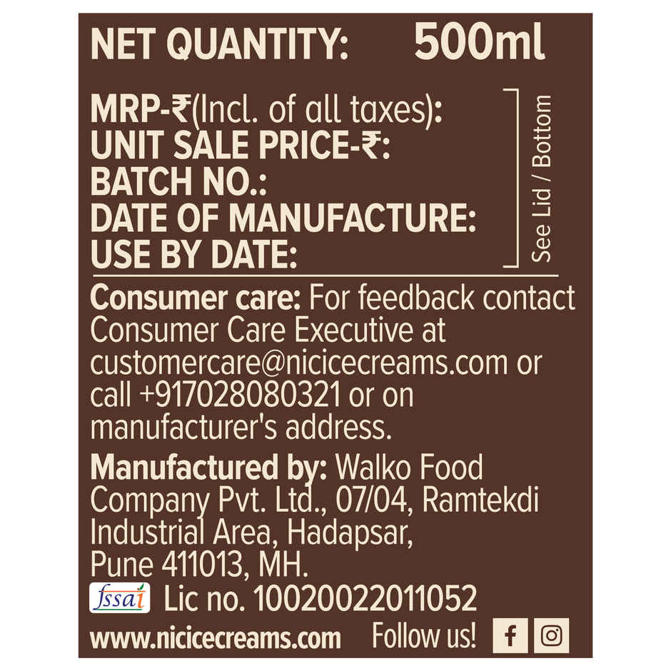 NIC Coffee Walnut Ice Cream Tub | Preservative Free | No Artificial Flavors