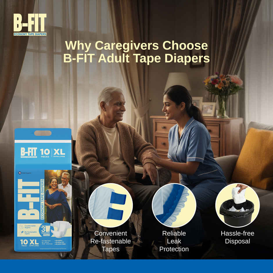 B-Fit Economy Adult Tapes Diapers (XL, 35.43-65.35") Combo 