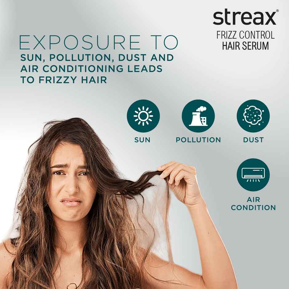Streax Frizz-Control Hair Serum with Bio Elixir - 72H Frizz Protection, 84% Frizz Reduction