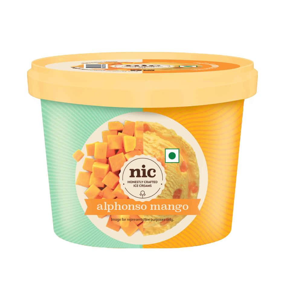 NIC Alphonso Mango Ice Cream Tub | Preservative Free | No Artificial Flavors