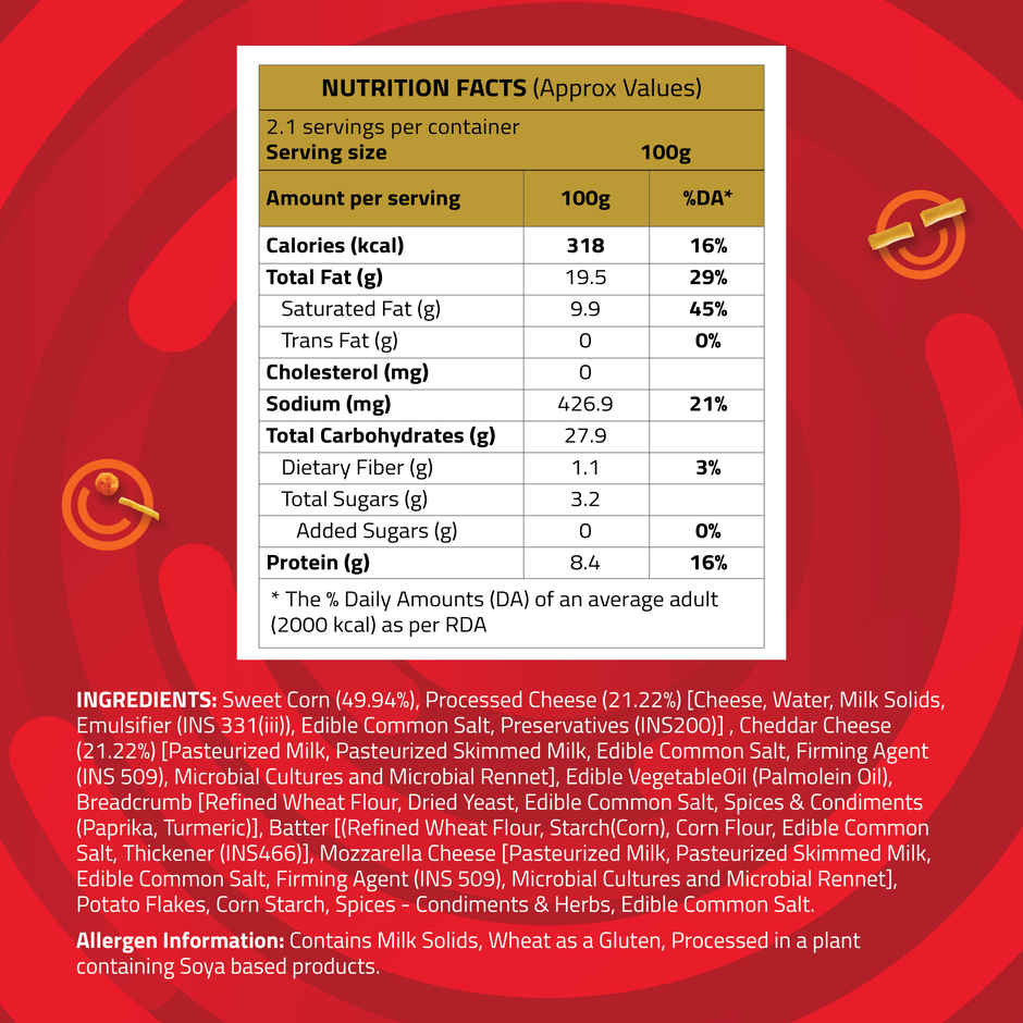 Hungritos Corn Cheese Burstz | Frozen Snack