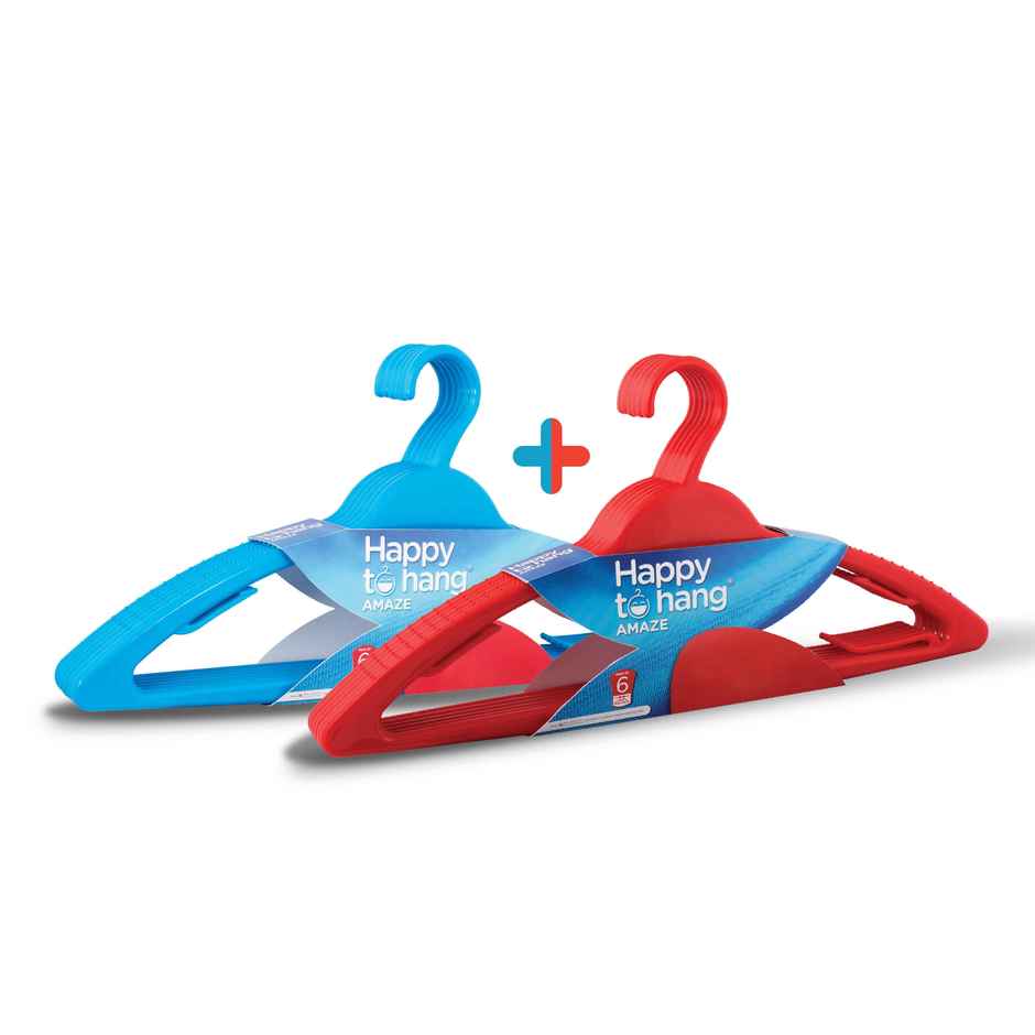 Happy To Hang 6+6 Piece Polypropylene Hanger, Red And Blue (Buy 1 Get 1 Free)