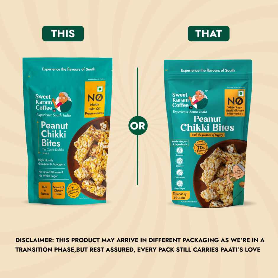 Sweet Karam Coffee Peanut Chikki Bites - No White Sugar, No Liquid Glucose