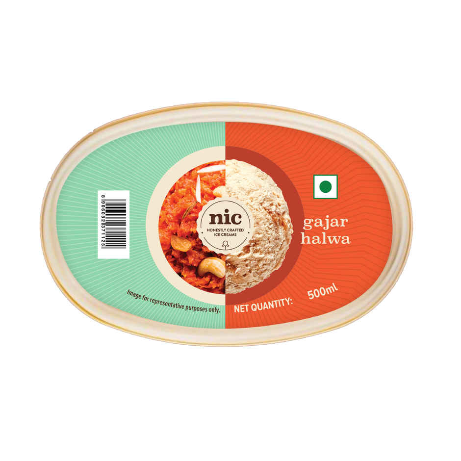 NIC Gajar Halwa Ice Cream Tub | Preservative Free | No Artificial Flavors