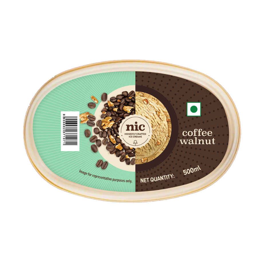 NIC Coffee Walnut Ice Cream Tub | Preservative Free | No Artificial Flavors