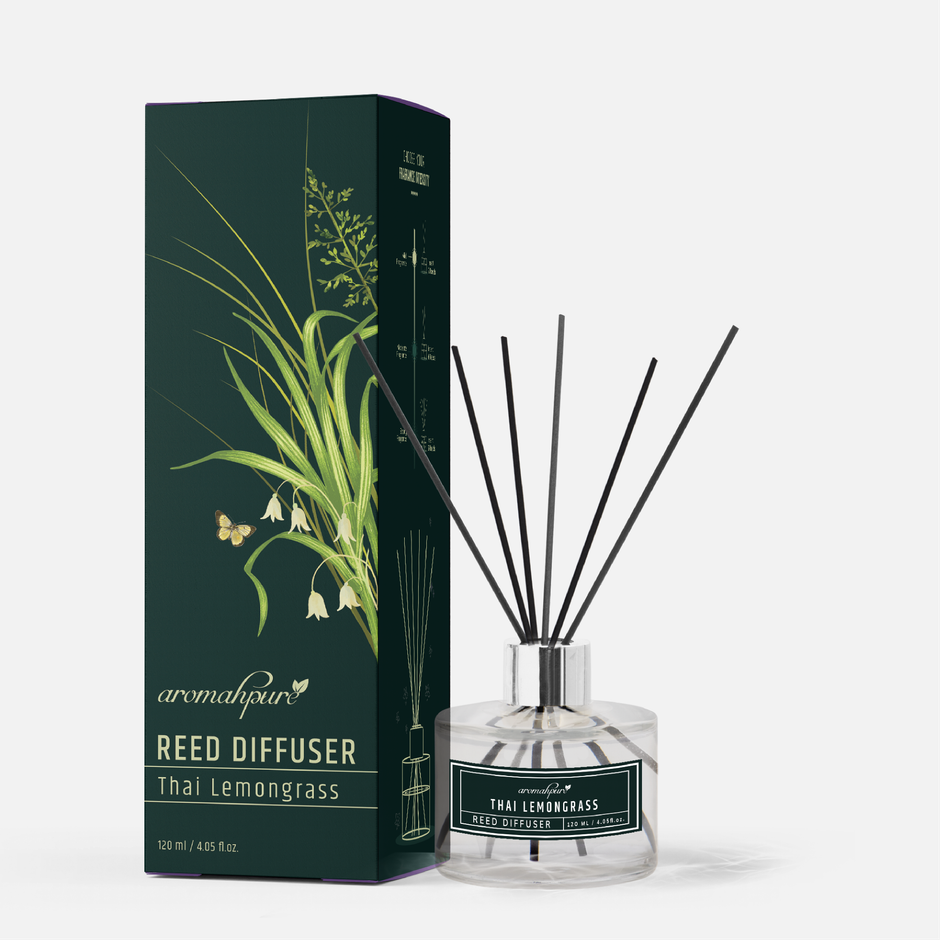 Aromahpure Premium Reed Diffuser with 6 Fiber Reed Stick Lemongrass
