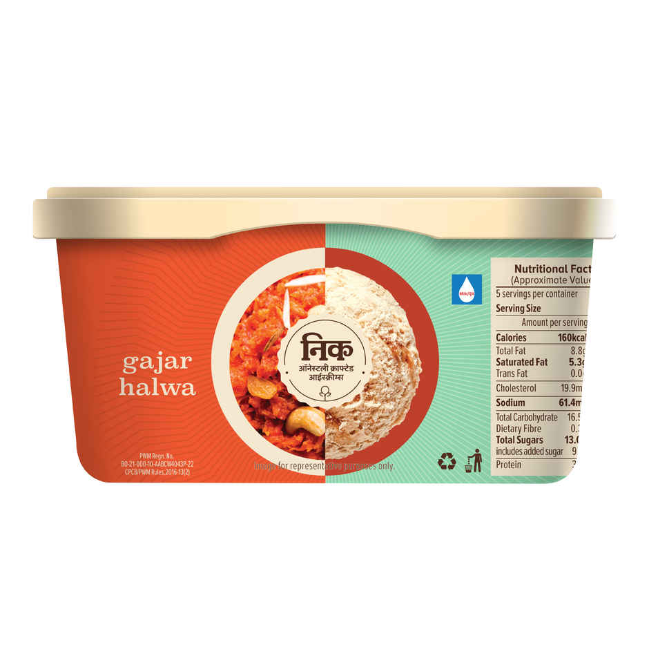 NIC Gajar Halwa Ice Cream Tub | Preservative Free | No Artificial Flavors
