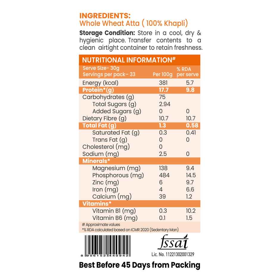 Floryo Freshly Milled Khapli Wheat Atta