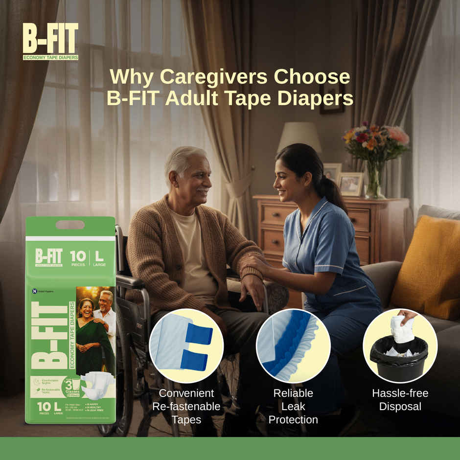 B-Fit Economy Adult Tapes Diapers (L, 32.68-59.84") Combo 