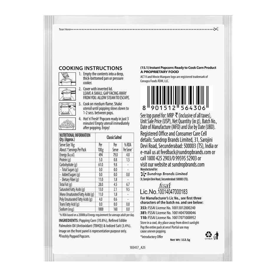 ACT II Instant Popcorn | Classic Salted, Family Pack, Hot & Fresh in 3 mins