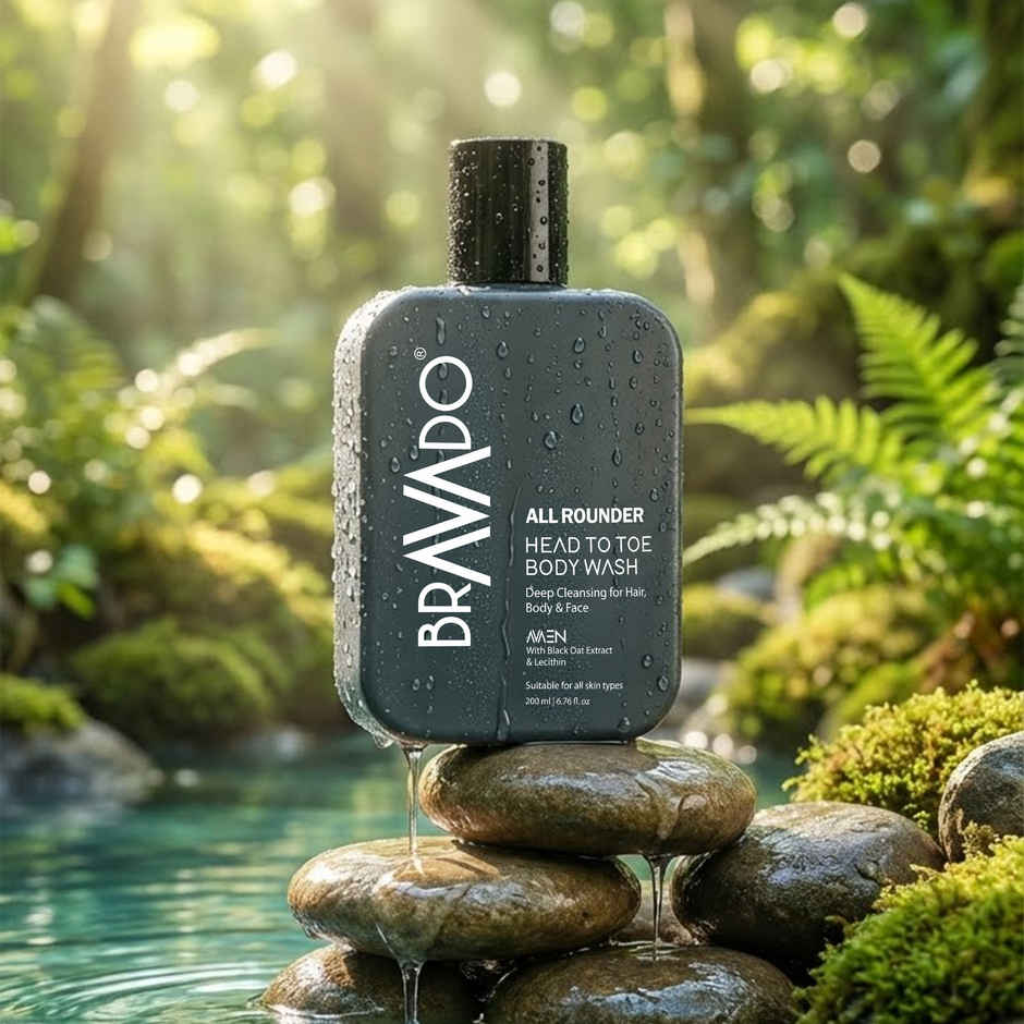 Bravado All Rounder Head to Toe Body Wash for Men | Hair, Face & Body Cleanser | Hydrating