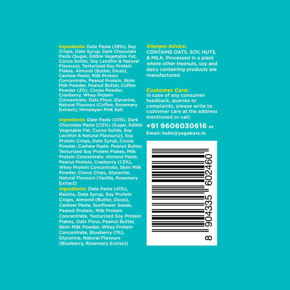 Yogabar Variety Pack 10G Protein Bars | Protein Blend & Premium Whey | Pack Of 6