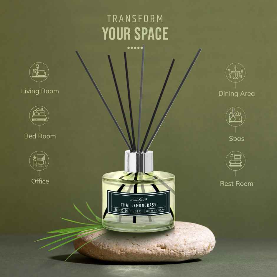 Aromahpure Premium Reed Diffuser with 6 Fiber Reed Stick Lemongrass