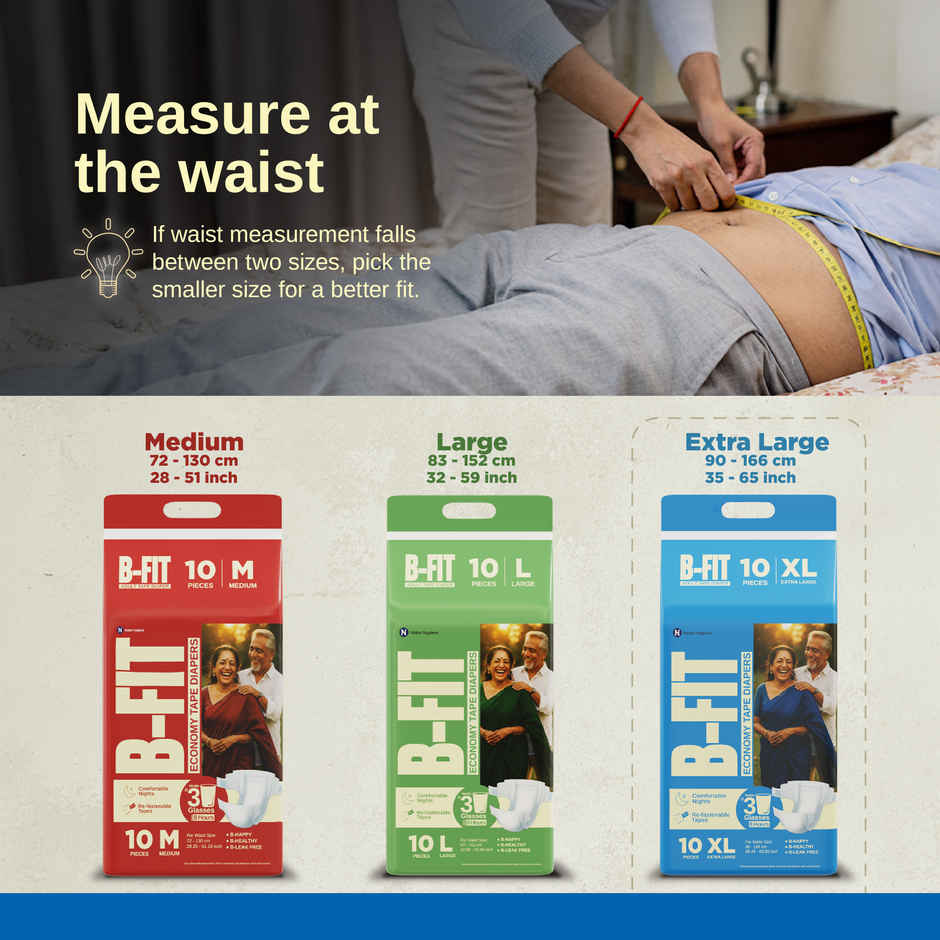 B-Fit Economy Adult Tapes Diapers (XL, 35.43-65.35") Combo 
